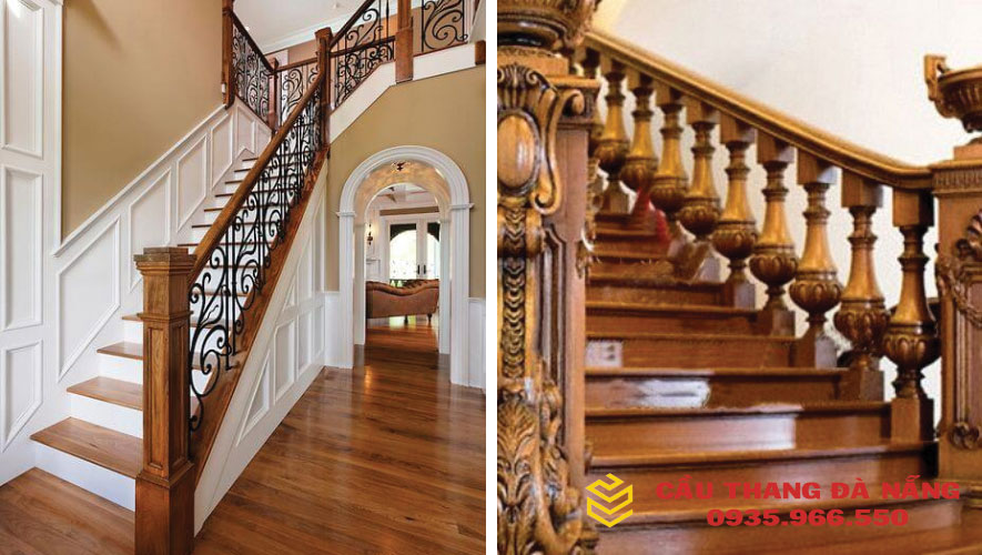 Lựa chọn màu sắc cầu thang gỗ vuông phù hợp với tổng thể của căn nhà bạn