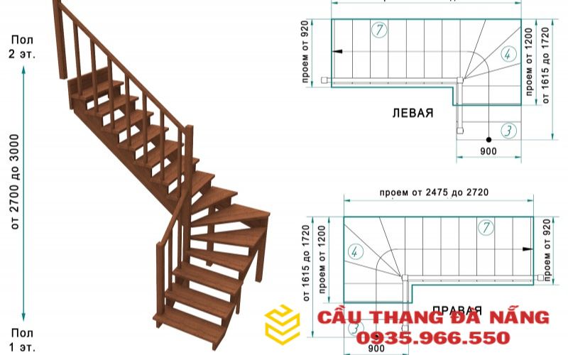 Bảng vẻ thiết kế của mẫu cầu thang dành cho nhà ống hiện đại 